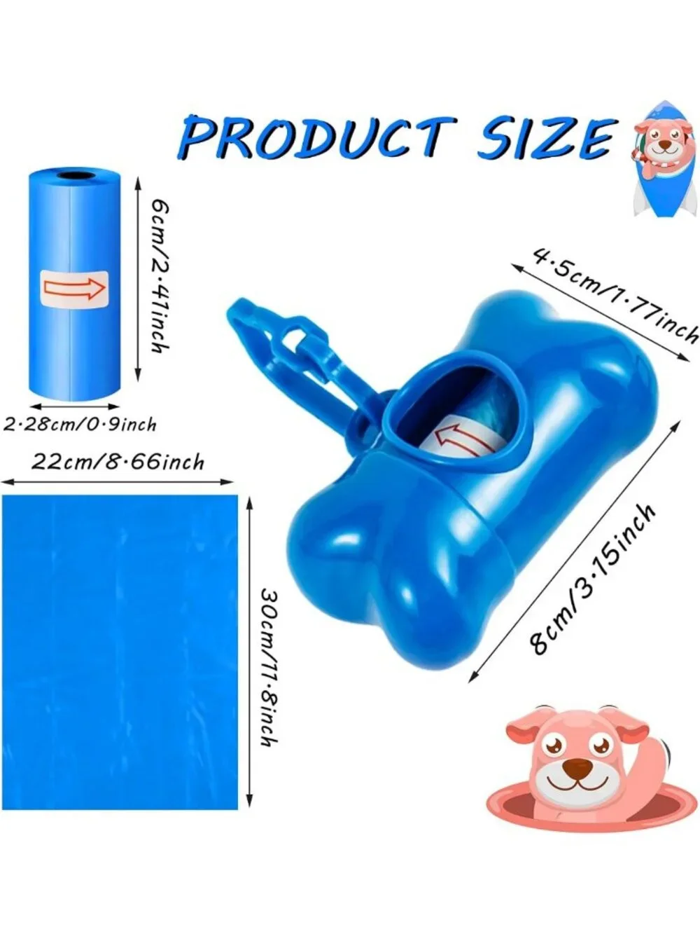 40 Pack Bone Shaped Poop Bags with Dispenser | Pet Waste Disposal Bags - Random